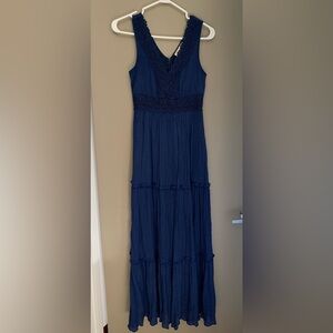 Long bohemian style blue dress